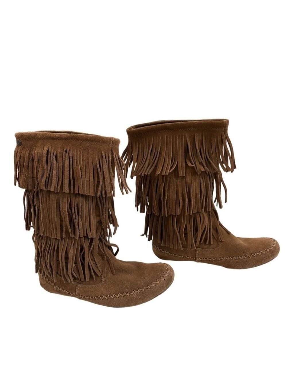 Makalu California suede 3 tiered fringe boot. Size 8  Nalani. Moccasin brown